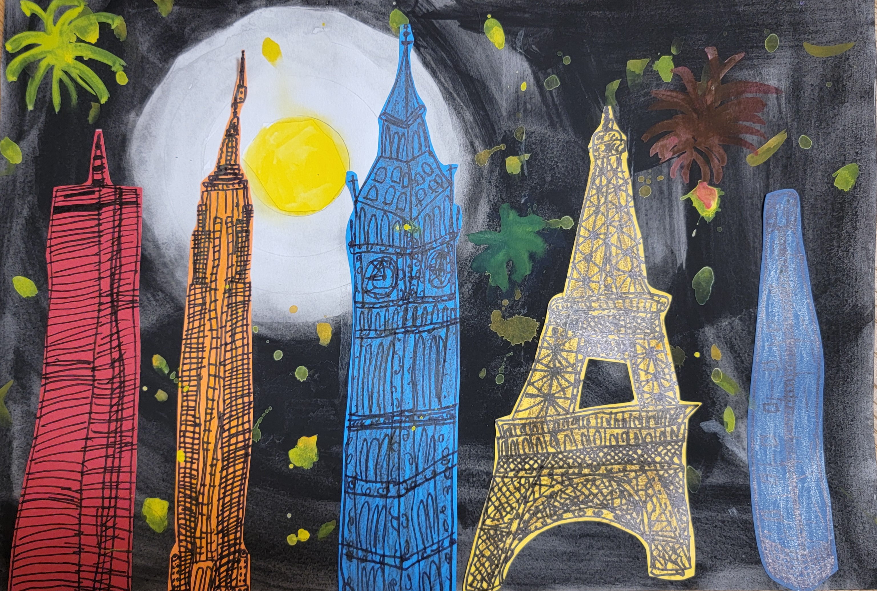 Night of the city buildings